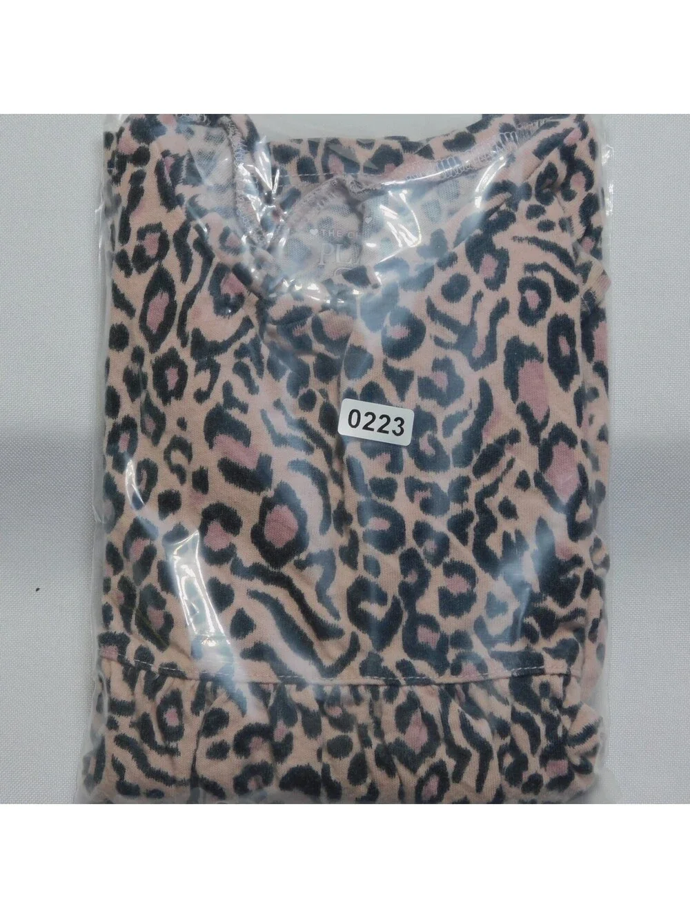 The Children's Place Girls 5T Pink Leopard Print Long Sleeve Peplum Shirt Top